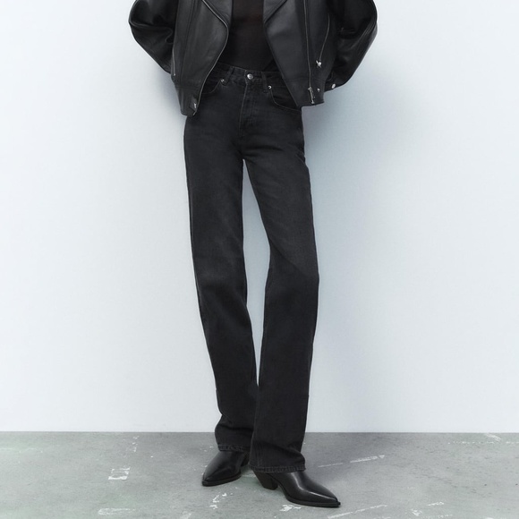 Zara Denim - ❌SOLD❌ Zara Black Straight Fit High Rise 100% Cotton Button fly Closure Jeans